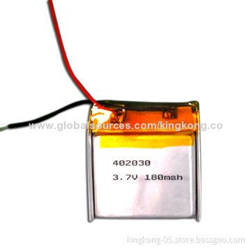 3.7V Rechargeable Polymer Battery, Sized 4*20*30mm, 180mAh Capacity